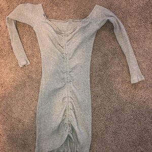 Grey off the shoulder mini tight dress